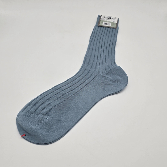 Canali Socks Mens Medium Light Blue Dress Ribbed 100% Cotton Crew Nordstrom - Picture 4 of 9